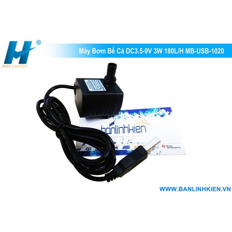 Máy Bơm Bể Cá DC3.5-9V 3W 180L/H MB-USB-1020