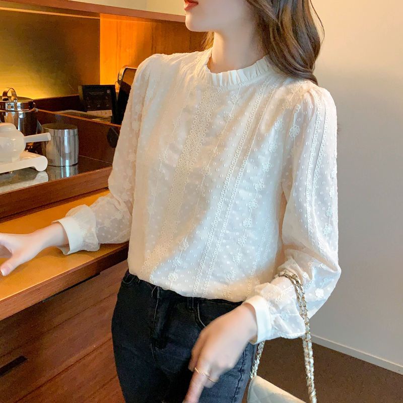 Áo Sơ Mi Cổ Đứng Dáng Rộng Màu Trơn Thời Trang Mùa Thu