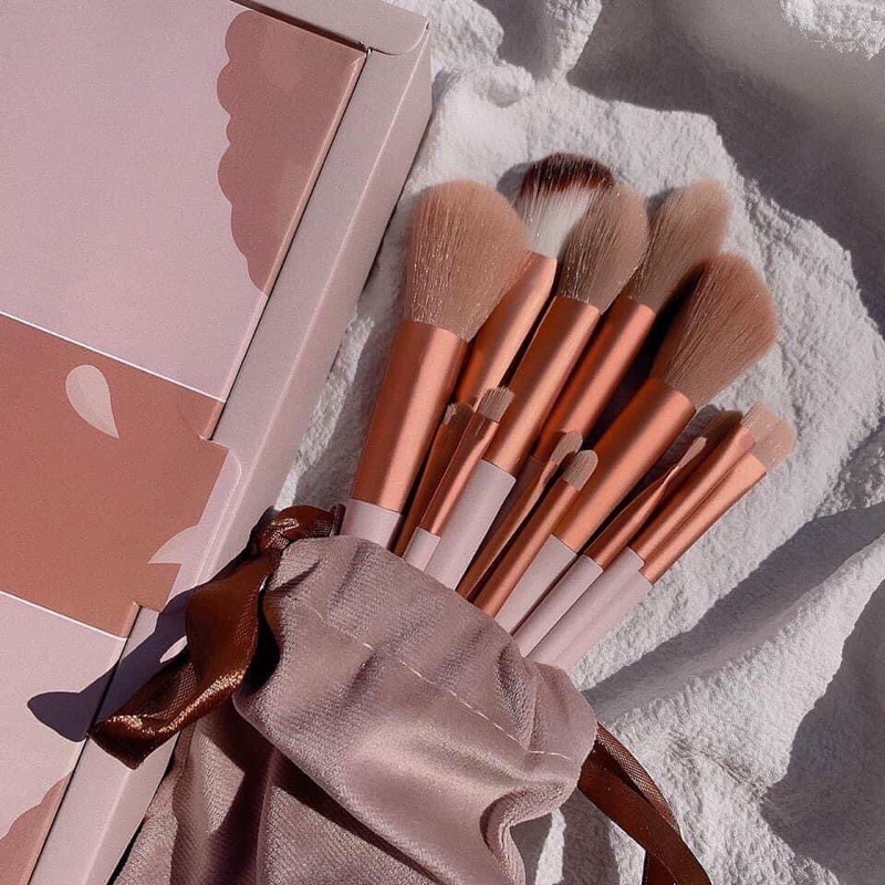 🌸 Bộ 13 Cọ Make-Up Chuyên Nghiệp FIX Hồng full túi lông và hộp 🌸