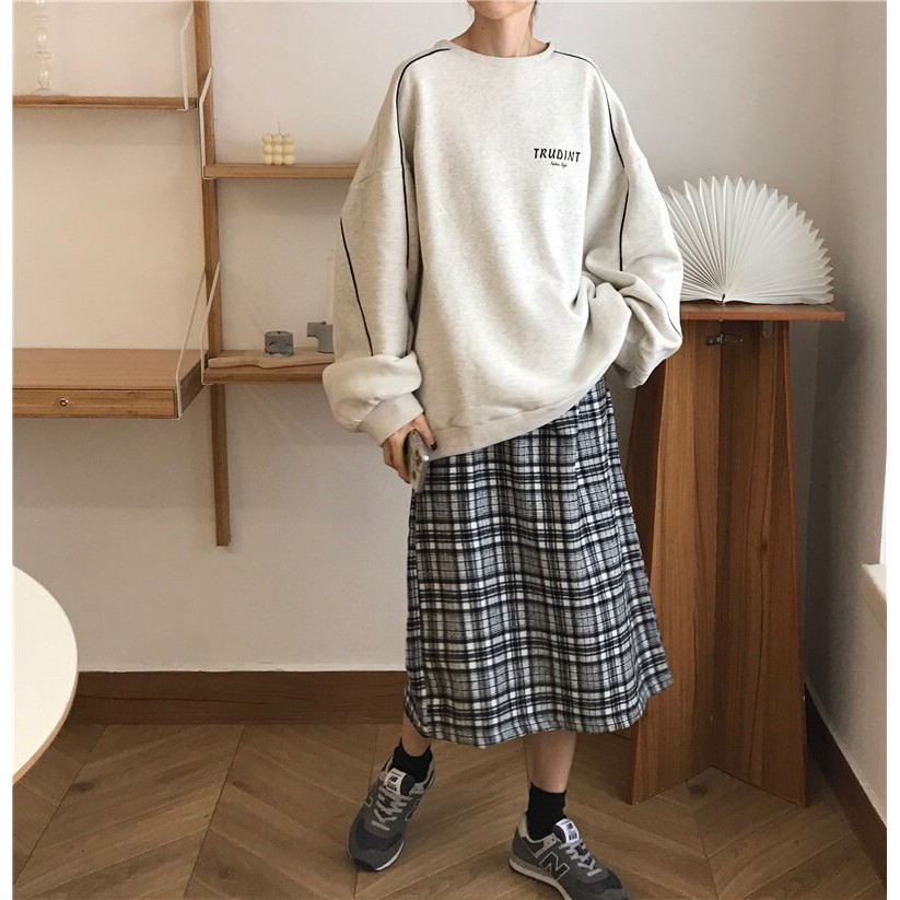 Áo sweater nỉ bông nam nữ HIGH SỌC TAY lót nỉ TRUDINT Unisex form rộng kiểu dáng Ulzzang hai màu trắng đen