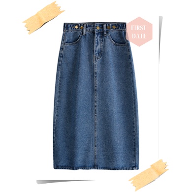 (SẴN) Chân Váy bò dài FIRST DATE chân váy jean denim  chữ A chân váy jeans trơn basic đơn giản dễ phối | BigBuy360 - bigbuy360.vn