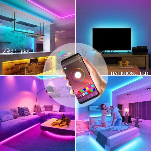 Dây đèn led 16 triệu màu bọc silicon chống nước điều khiển qua app nhạc dùng để trang trí nội thất
