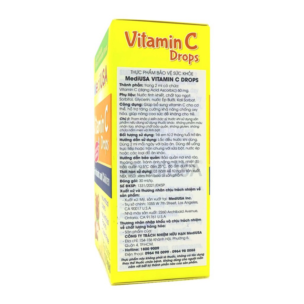 [GIÁ GỐC] MediUSA Vitamin C Drops bổ sung vitamin C hộp 1 lọ 30ml