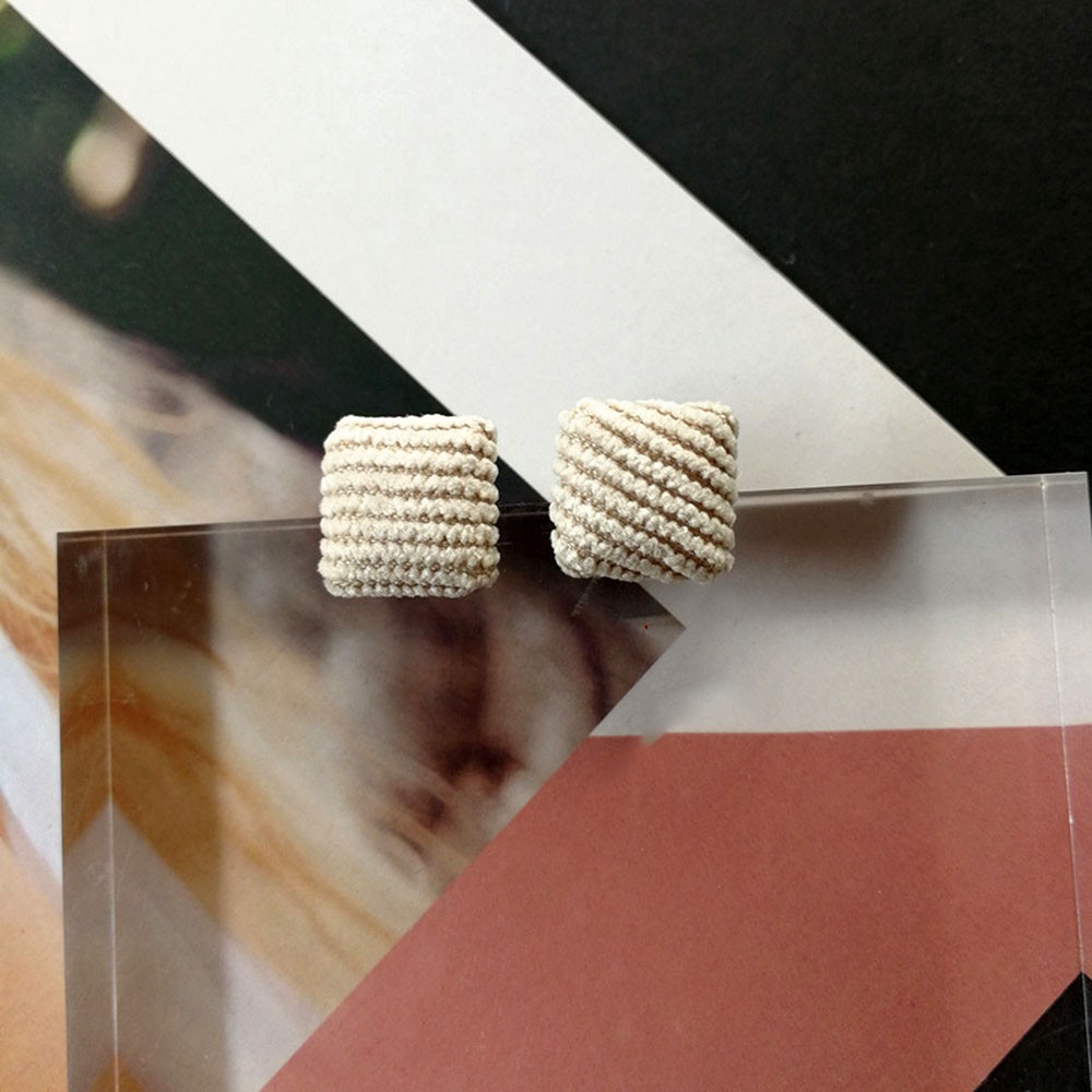 Bông tai kẹp không xỏ lỗ bằng vải Cotton hình vuông trái tim hình học