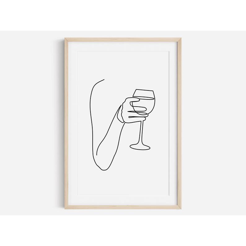 Tranh treo tường | Line art-line art print, wine print, female line art 12 , tranh canvas giá rẻ