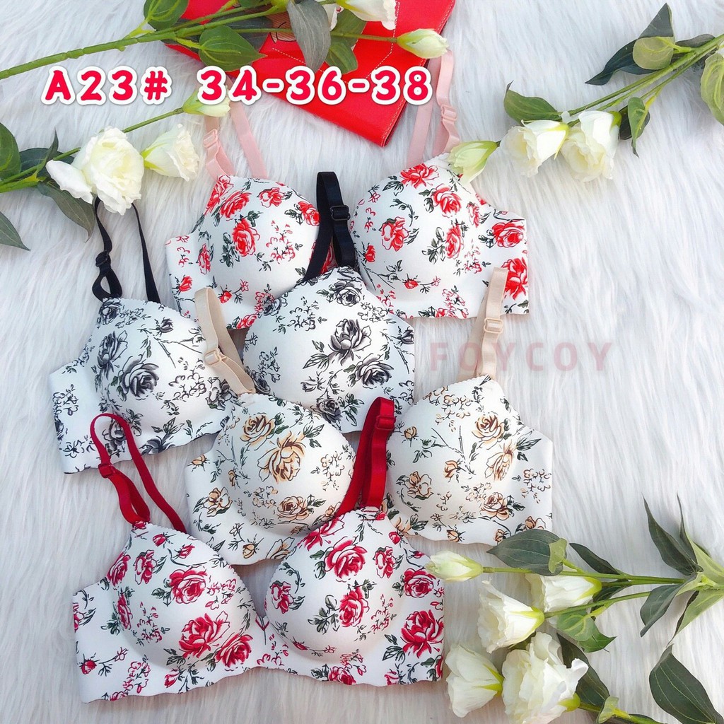 ÁO NGỰC SU THÔNG HƠI HỌA TIẾT BÔNG HỒNG 3Đ NÂNG NGỰC BÀN TAY A23