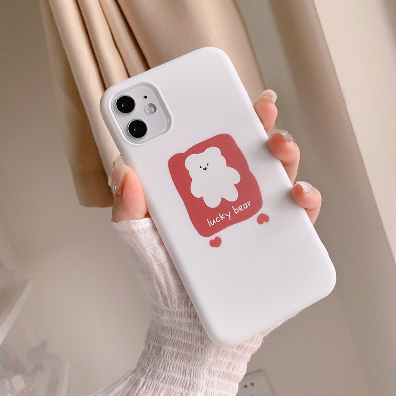 Ốp Onion gấu lucky bear đỏ iPhone 7 8 7 Plus 8 Plus X Xs Xr XsMax iPhone 11 11 Pro 11 Promax