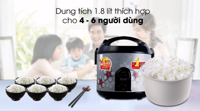 Nồi cơm điện SHARP KS-191STV , nồi cơm 1.8 lít dùng cho 4-6 người , gia dụng chính hãng - [ kimhaiphong_store ]