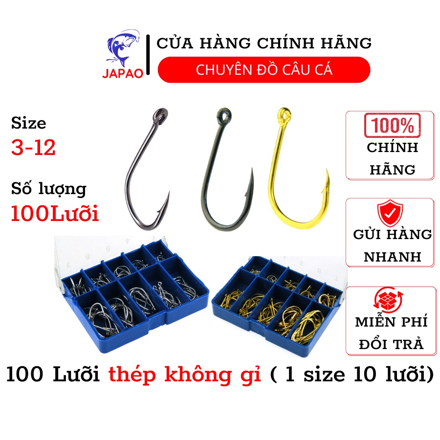 Lưỡi câu cá thép không gỉ Japao chất liệu cứng bén câu cá suối, lươn, cá nhỏ, rô phi, lóc, mương, chép, diếc