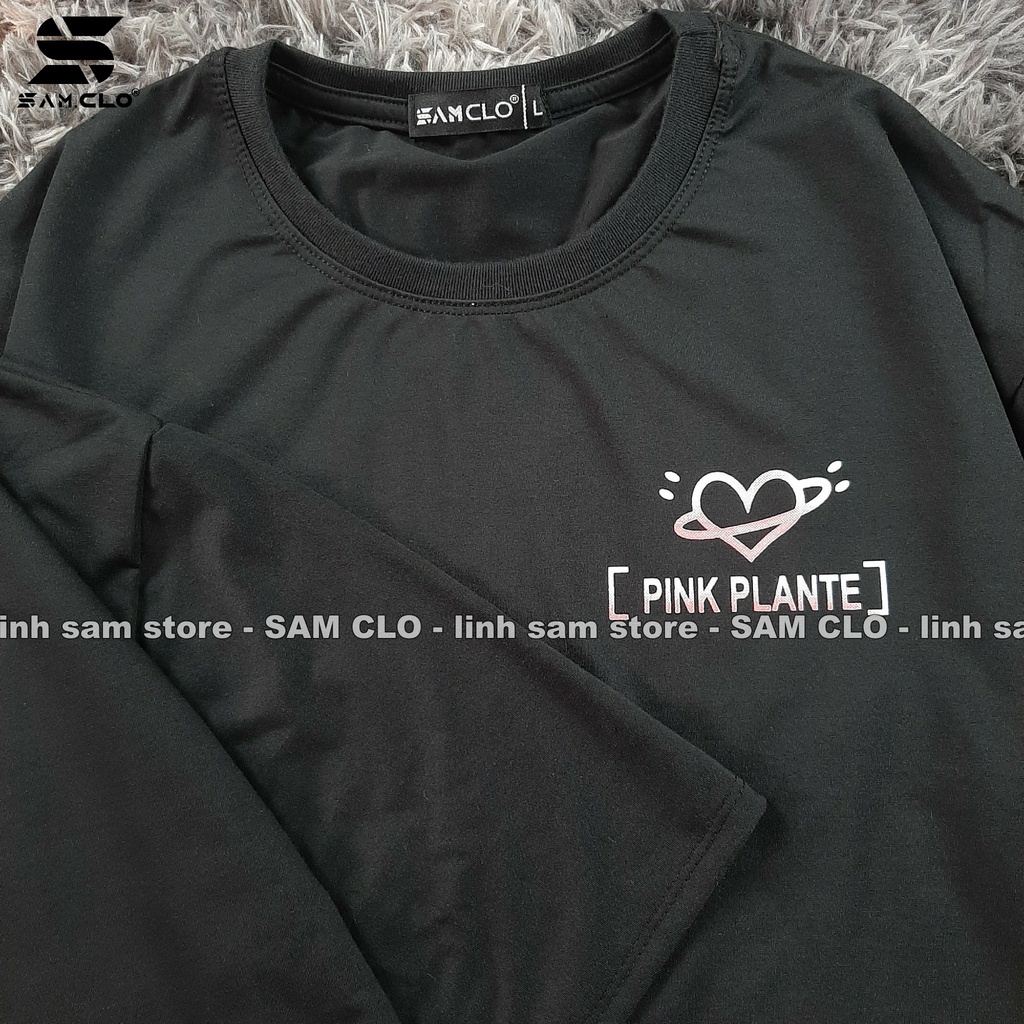 Áo thun tay lỡ nam nữ SAM CLO phông form rộng dáng Unisex, mặc lớp, nhóm, cặp in hình MẶT TRĂNG MOON PINK PLANTE màu đen