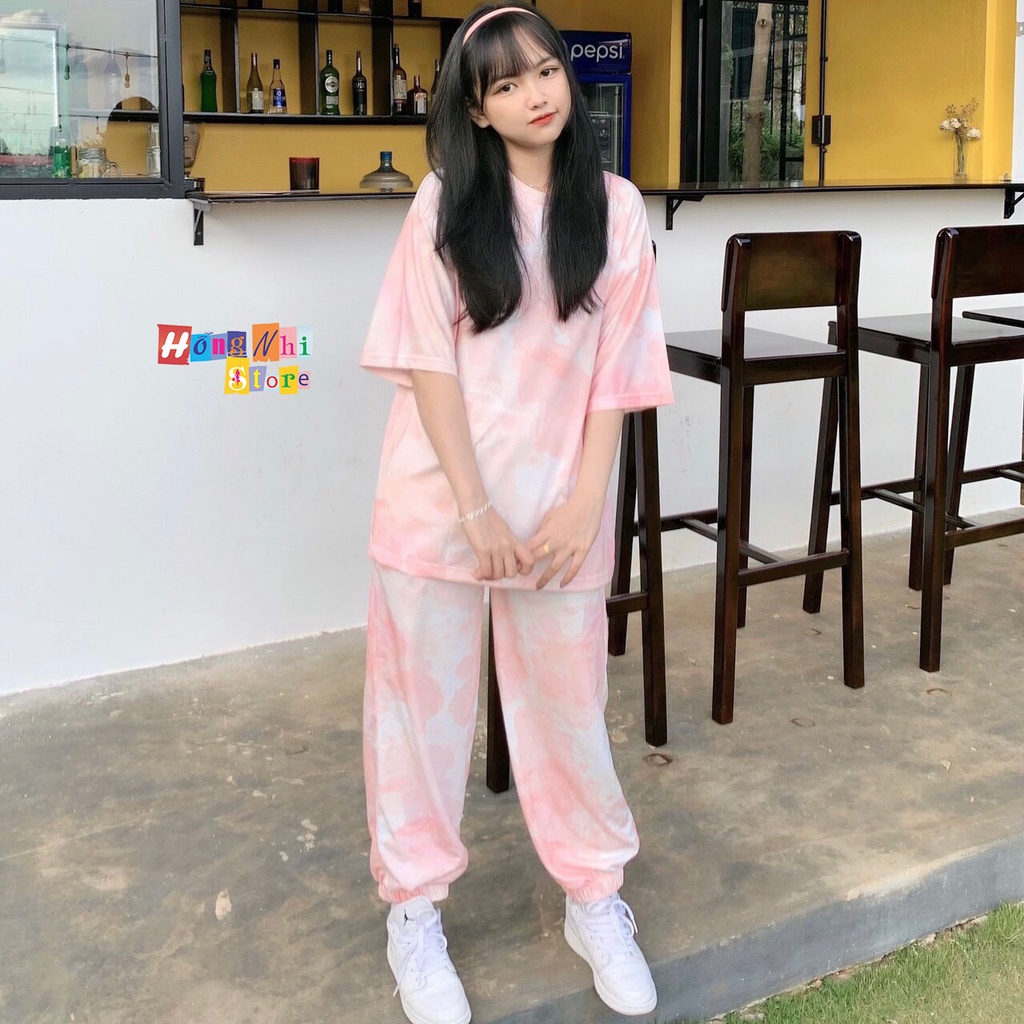 Quần Jogger 3D Ulzzang Unisex Jogger Loang Màu Bo Lai Cam Hồng - MM
