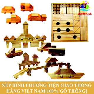 [SHOPEE TRỢ GIÁ]Bộ Xếp Hình Phương Tiện Giao Thông 36 Chi Tiết Bằng Gỗ (Hàng VN)(Siêu Rẻ)