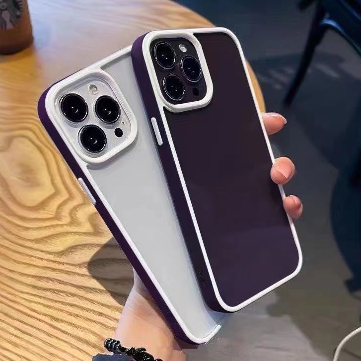 Màu Tím mới! Ốp Điện Thoại Trong Suốt Chống Rơi Cho iPhone 14 13 11 12 Pro Max 7 8 + Plus X XR XS Max