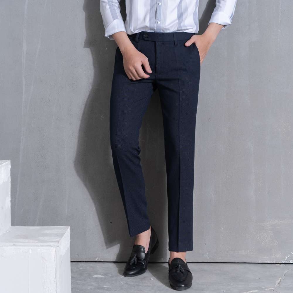 Quần âu nam họa tiết chấm bi vải chéo 79 slim-fit Edana Menswear, chống nhăn, chống xù ,dành người cân nặng 45 -78kg