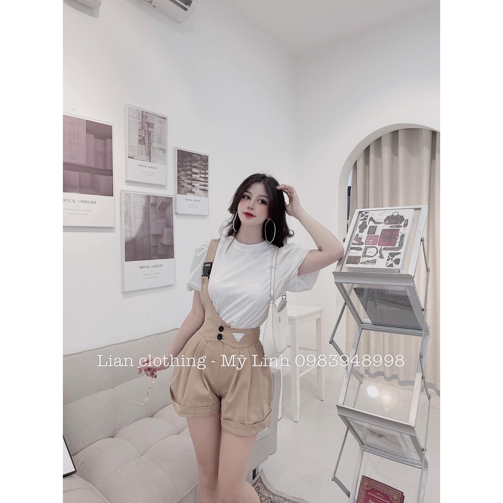 Set Yếm 2 Món Sơ Mi Tay Bồng Lệch Vạt Tinh Tế | BigBuy360 - bigbuy360.vn