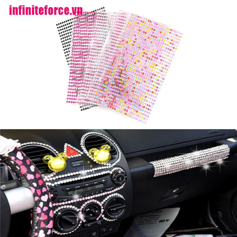(Hàng Mới Về) Miếng Dán Đính Đá Pha Lê Tự Dính Trang Trí Xe Hơi