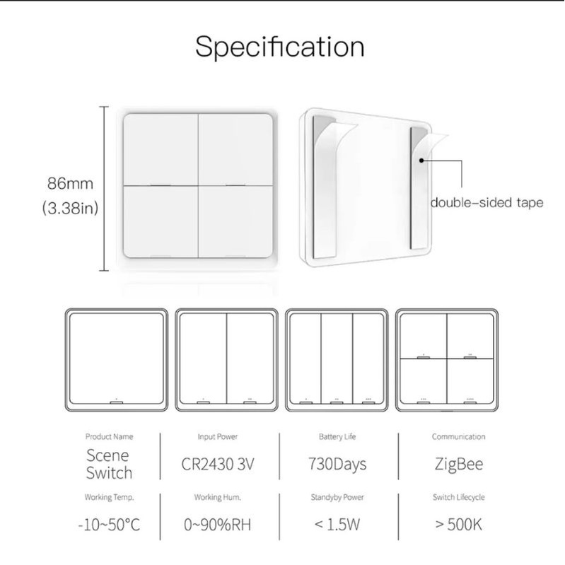 ( Zigbee Tuya) Công tắc ngữ cảnh Zigbee Tuya, tạo 3 6 9 12 ngữ cảnh thông minh