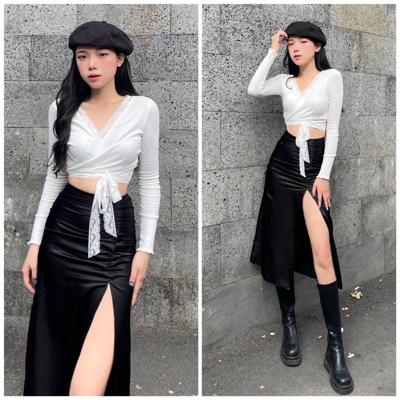 GILLBABY | Áo croptop đắp chéo cột dây quyến rũ năng động dễ thương mặc được 4 kiểu (ELINA TOP)