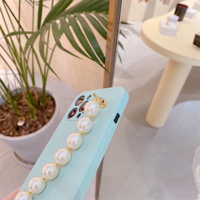 ốp iphone Đính Ngọc Trai Kèm Dây Đeo Tay Cho Ip6 6splus 7 7plus 8plus XR X XS 11 12 Pro max Plus Promax max-链019