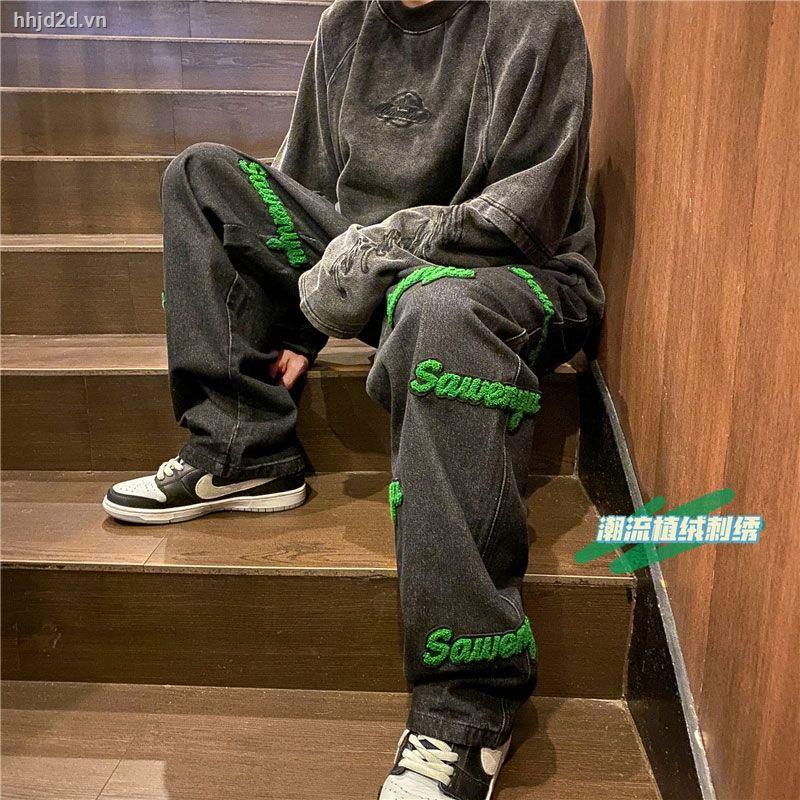 Quần Jeans Ống Rộng Thêu Họa Tiết Phong Cách Hip Hop Đường Phố Thời Trang Thu Đông Năm 2021
