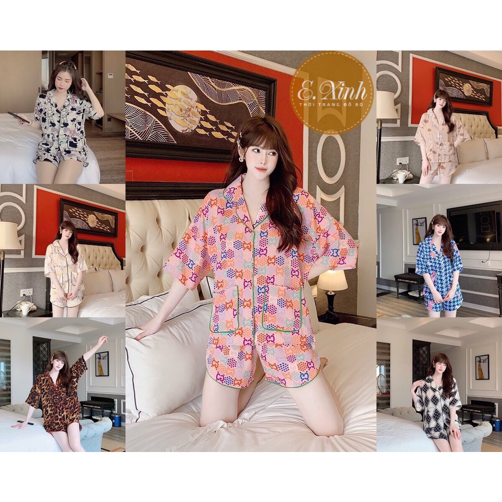 [Siêu rẻ] Set đồ ngủ dơi quần đùi mới - pijama tay cánh dơi quần cọc lụa Mango