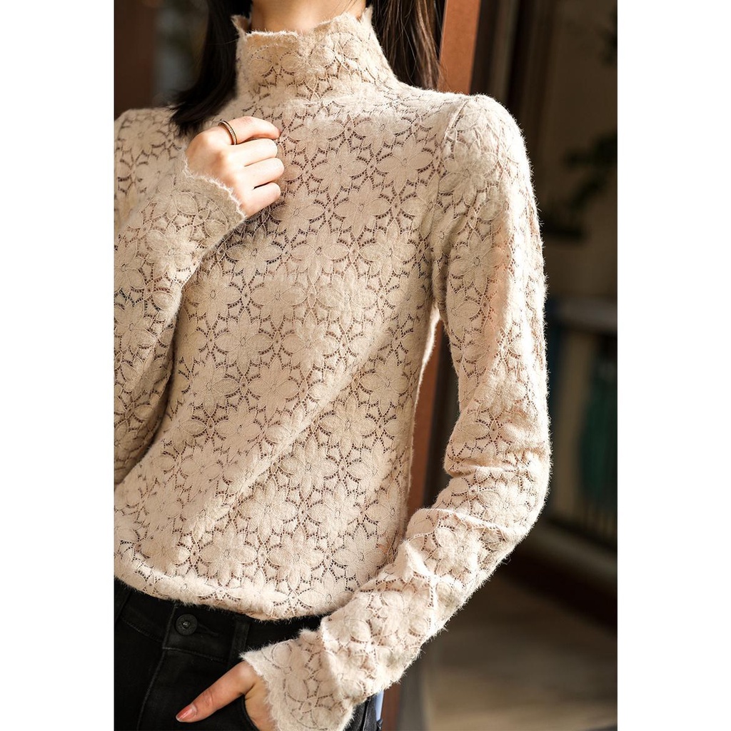 Áo Nữ Tay Dài Cổ Cao Phong Cách Hàn Quốc Thời Trang Quyến Rũ