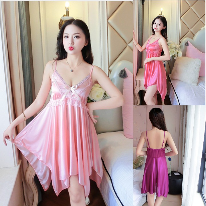 Đồ Ngủ Sexy Nữ|Váy 2 Dây Dễ Thương❣️[FreeShip - Chất Đẹp]❣️Lụa Satin Quyến Rũ Mềm Mát Mịn