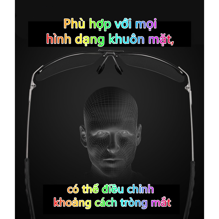 Mắt kính mát nam phân cực cho câu cá, gọng vuông kiểu dáng thời trang, Kính râm cao cấp sử dụng ngày và đêm