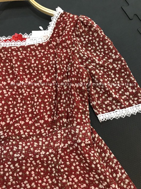 [VIDEO] Đầm hoa nhí cổ vuông ren tay ngắn - váy vintage tiểu thư | BigBuy360 - bigbuy360.vn