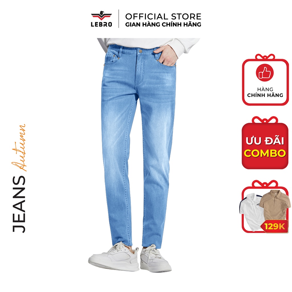 Quần Jean Nam Clean Denim Lebro Slimfit cao cấp thoải mái vận động L026