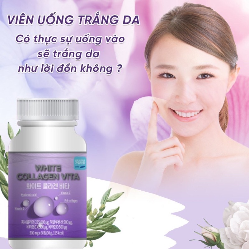 Viên uống cấp nước collagen trắng da WHITE COLLAGEN VITA Hàn Quốc hộp 60 viên