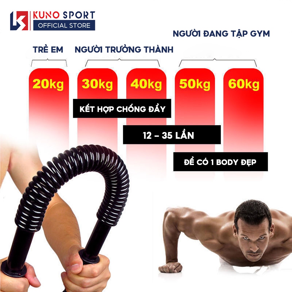Gậy tập cơ tay Power Twister lực từ 20kg đến 60kg Tập body tại nhà hiệu quả KUNO SPORT