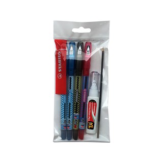 Combo Bút Bi STABILO Exam Grade 587NF (Bộ 4 Bút) + Bút xóa Correction Pen CPS88