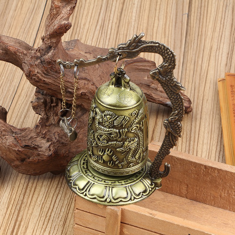 Chuông đồng Phật giáo chạm khắc hình rồng độc đáo phong thủy
