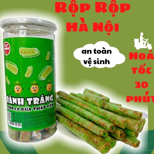 Bánh tráng cuộn lá dứa thập cẩm 300gr - Hũ pet 930ml ngon- bổ - rẻ