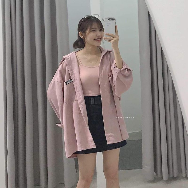 [Rẻ vô địch] Áo sơmi kaki hồng oversize