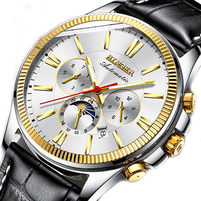 Đồng hồ cơ nam Chronograph kim chỉ dạ quang BG106