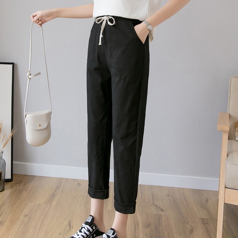 (Hàng Có Sẵn) Quần Cotton Nữ Ống Rộng Size Lớn | BigBuy360 - bigbuy360.vn