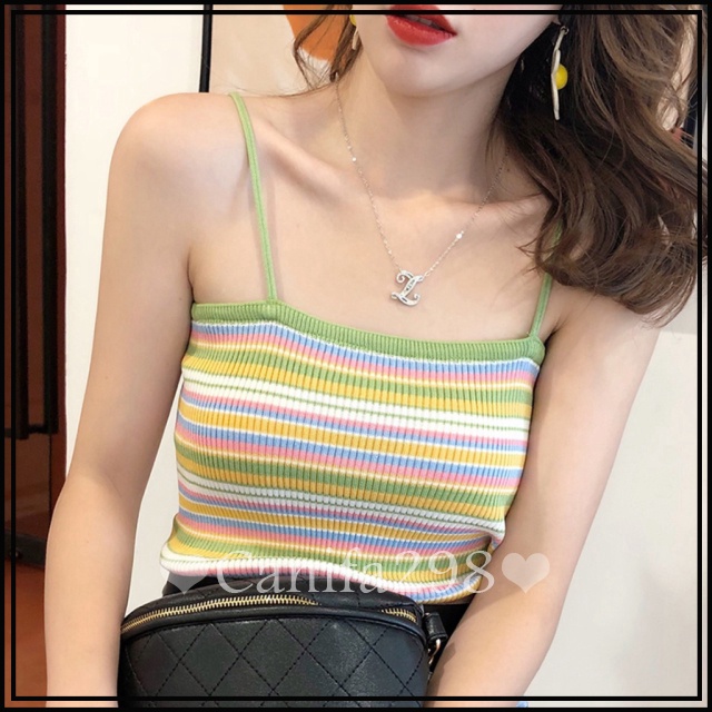 Áo 2 dây bún len tăm kẻ ngang