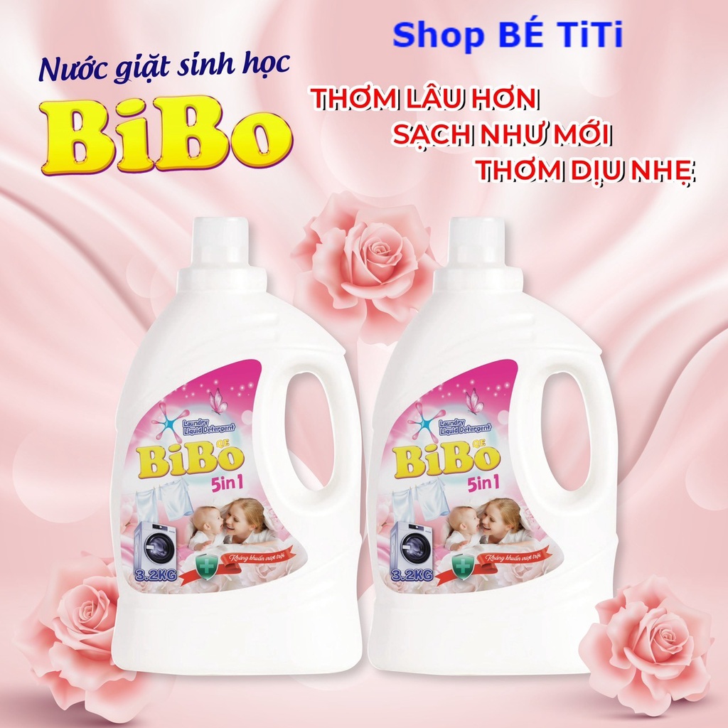 Nước giặt BiBo Nước giặt Sinh Học BIBO 5 Trong 1 Can 3,2l Hương Thơm Dịu Nhẹ An Toàn Cho Bé Công Nghệ Hàn Quốc