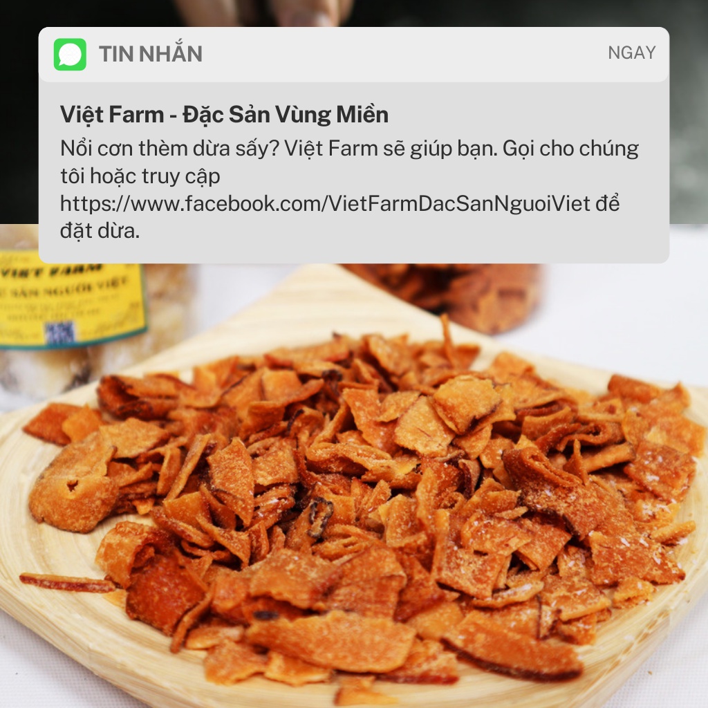 Dừa sấy loại 1, Dừa Ngậm Sữa Sấy Béo Giòn Việt Farm Hũ 150g - 250g