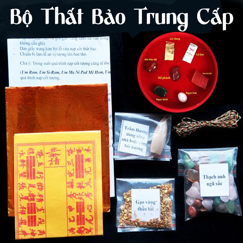 Bộ Thất Bảo Trung Cấp _ cốt bát hương, tượng Thần