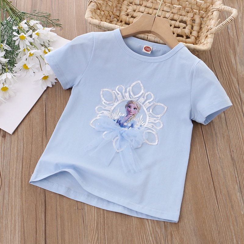 Áo Thun Mỏng Cổ Tròn Ngắn Tay Thời Trang Mùa Hè Hàn Quốc Dành Cho Bé Gái 2022