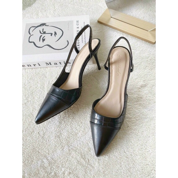 Giày cao gót nữ bít mũi đế nhọn dáng slingback khuyết eo thời trang tinh tế thanh lịch Alluring