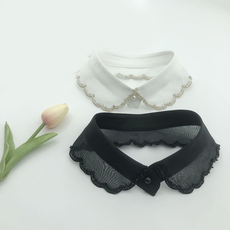 Vòng Cổ Choker Vải Organza Thêu Họa Tiết Trang Trí Hạt Gợn Sóng Thời Trang Cho Nữ