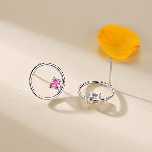 Khuyên Tai Bạc Nữ Đính Đá Tím Sáng Bằng Bạc Thật ITALY S925 cao cấp - B2492 - Bảo Ngọc Jewelry
