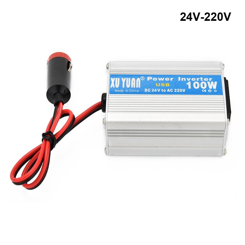 SUN 100W Car and Home Power Inverter DC 12V/24V to AC 220V Power Converter Short Circuit Automatic Protection Inverter