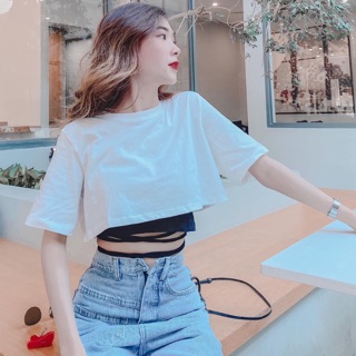 Set 2 áo gồm 1 áo croptop và 1 áo yếm đan dây eo bên trong - B5U