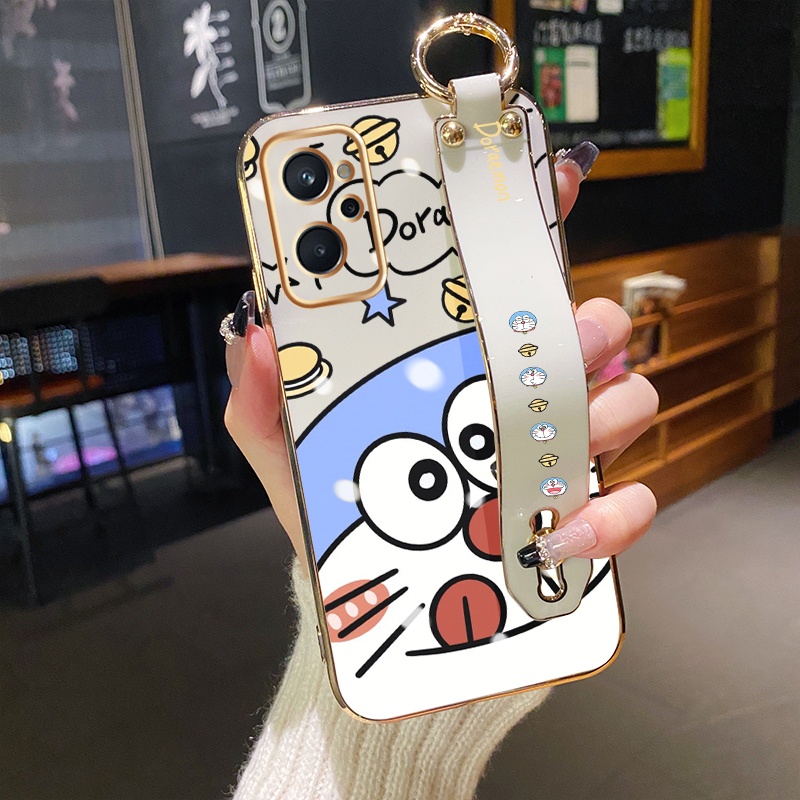 Ốp Điện Thoại Mạ Điện Hình Doraemon Bảo Vệ Camera Chống Sốc Cho Realme 9i