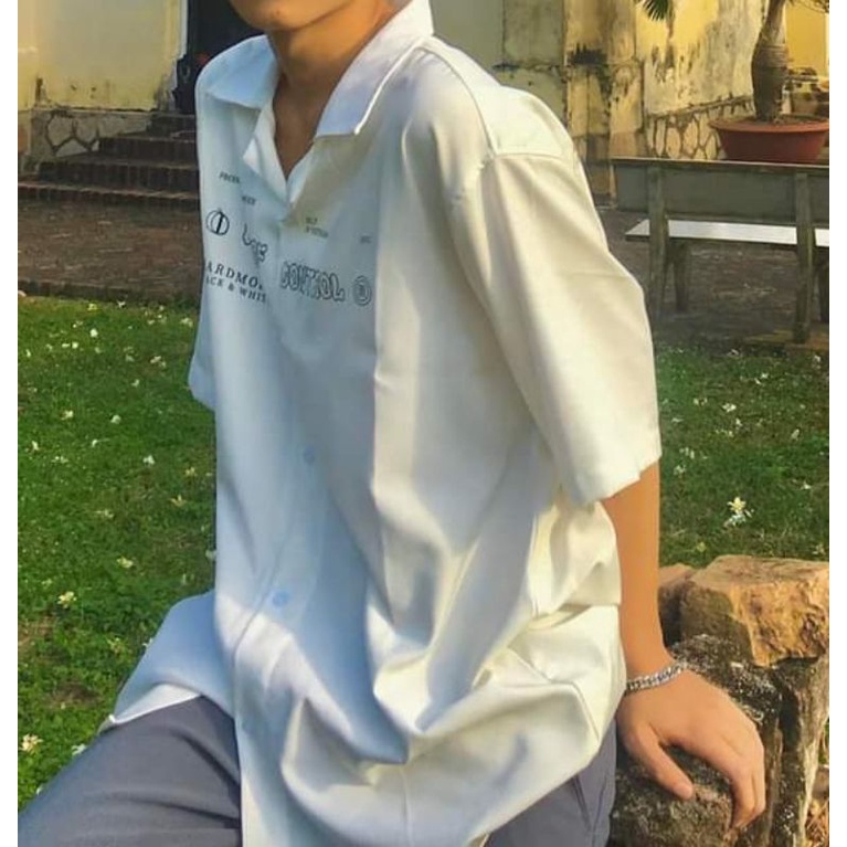 ÁO SƠ MI TAY NGẮN CỔ VEST HOẠ TIẾT OUT OF CONTROL SHIRT/ BLACK STYLE HÀN QUỐC FORM RỘNG OVERSIZE HARD MODE LOCAR BRANL | BigBuy360 - bigbuy360.vn